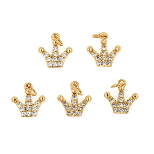 Cubic Zirconia Micro Pave Brass Pendant Crown 18K gold plated fashion jewelry & DIY & micro pave cubic zirconia nickel lead & cadmium free Sold By PC
