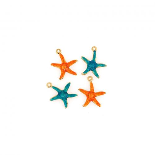 Brass Jewelry Pendants, Starfish, 18K gold plated, fashion jewelry & DIY & enamel, more colors for choice, nickel, lead & cadmium free, 17.50x15.50x2.50mm, Sold By PC