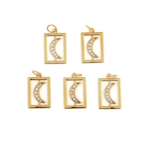Cubic Zirconia Micro Pave Brass Pendant Rectangle 18K gold plated fashion jewelry & DIY & micro pave cubic zirconia & hollow nickel lead & cadmium free Sold By PC