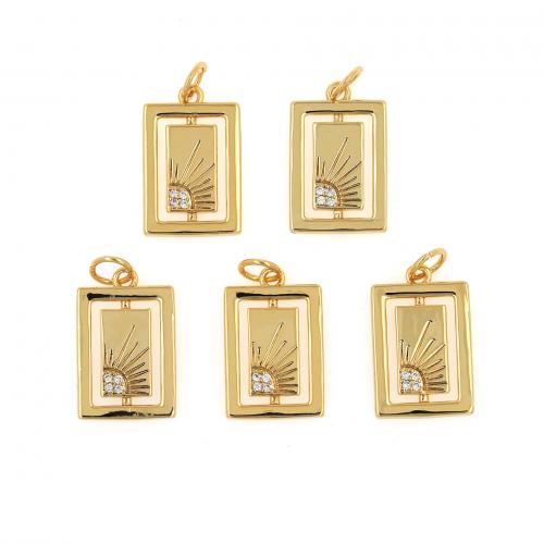 Cubic Zirconia Micro Pave Brass Pendant Rectangle 18K gold plated fashion jewelry & DIY & micro pave cubic zirconia & hollow nickel lead & cadmium free Sold By PC