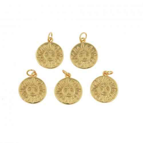 Brass Jewelry Pendants Flat Round 18K gold plated fashion jewelry & DIY nickel lead & cadmium free Sold By PC