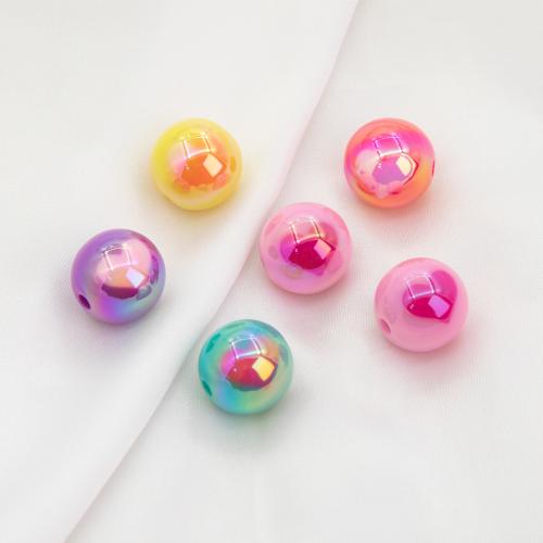 Perles  acrylique plaqué , Rond, Placage, DIY, plus de couleurs à choisir, 15.40x16mm, Environ 10PC/sac, Vendu par sac