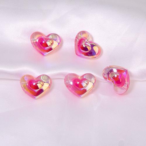 Plated Acrylic Beads, Heart, UV plating, DIY, more colors for choice, 13x17mm, Hole:Approx 3mm, Approx 10PCs/Bag, Sold By Bag
