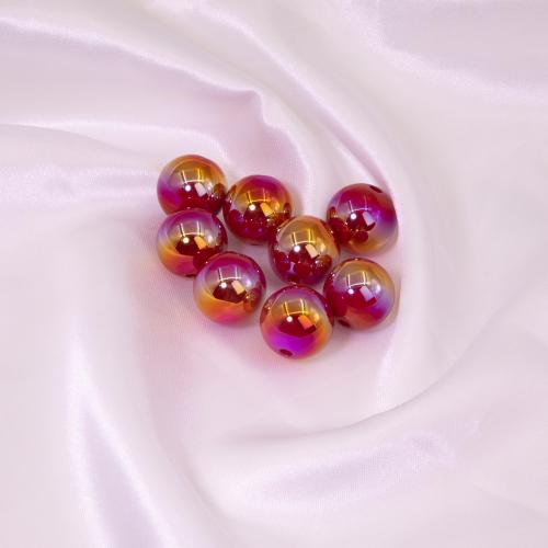 Plated Acrylic Beads, Round, UV plating, DIY, more colors for choice, 16mm, Approx 10PCs/Bag, Sold By Bag