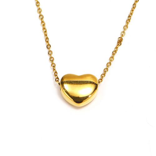 Collar de Acero Titanio, Partículas de acero, Corazón, 18K chapado en oro, Joyería & para mujer, dorado, 10x11.80mm, longitud:aproximado 40 cm, Vendido por UD