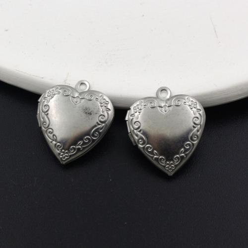 Fashion Locket Pendants 304 Stainless Steel Heart DIY & with photo locket original color Sold By PC