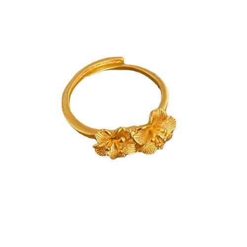 Brass δάχτυλο του δακτυλίου, Ορείχαλκος, Λουλούδι, κοσμήματα μόδας & για τη γυναίκα, χρυσαφένιος, νικέλιο, μόλυβδο και κάδμιο ελεύθεροι, inner diameter 17mm, Sold Με PC