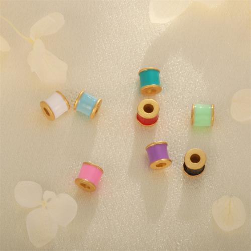 Brass Jewelry Beads Column gold color plated DIY & enamel nickel lead & cadmium free Sold By PC