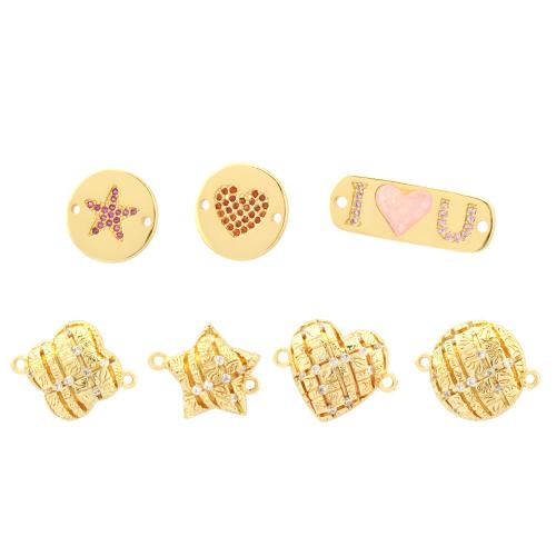 Cubic Zirconia Micro Pave Brass Connector gold color plated & micro pave cubic zirconia & enamel & 1/1 loop nickel lead & cadmium free Sold By PC