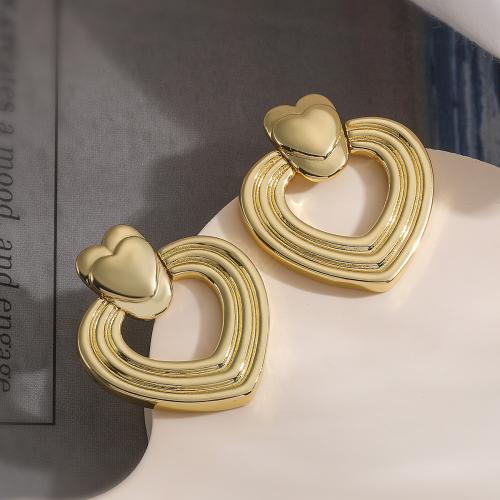 Brass Stud Earring Heart plated fashion jewelry nickel lead & cadmium free Sold By Pair