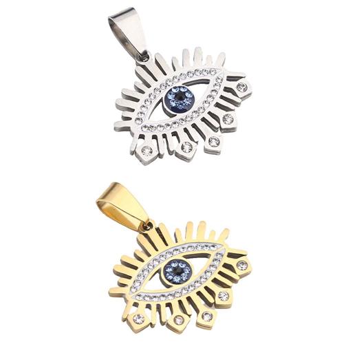 Evil Eye Pendants 304 Stainless Steel plated DIY & with rhinestone Sold By PC