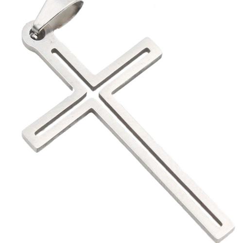Stainless Steel Cross Pendants 304 Stainless Steel plated DIY silver color Sold By PC