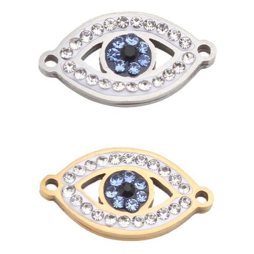 Evil Eye Connector, 304 Stainless Steel, plated, DIY & with rhinestone, more colors for choice, 27.70x24.80x1.30mm, Sold By PC