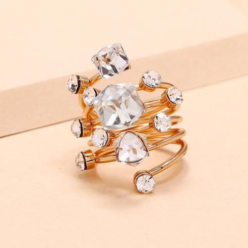 Tibetan Style Finger Ring, with Glass Rhinestone, KC gold color plated, fashion jewelry & for woman & with rhinestone, more colors for choice, nickel, lead & cadmium free, Sold By PC