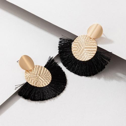 Iron Earring with Cotton Thread Fan fashion jewelry & for woman Sold By Pair