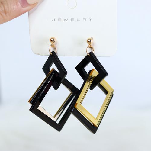 Acrylic Jewelry Earring, painted, fashion jewelry & for woman & hollow, more colors for choice, 58x41mm, Sold By Pair