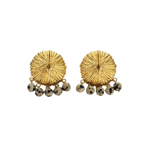Brass Stud Earring with Dalmatian plated for woman golden Sold By PC