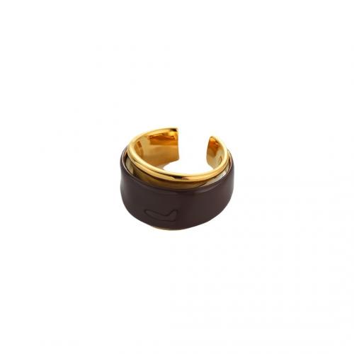 Brass Finger Ring, plated, for woman & enamel, more colors for choice, US Ring Size:7, Sold By PC