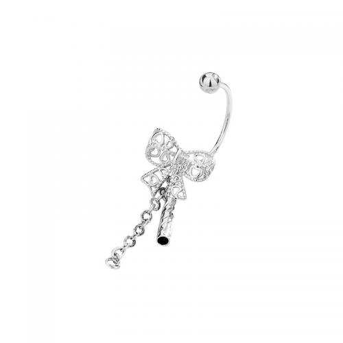Boucles d'oreilles pendantes en laiton, Noeud papillon, Placage, pour femme, couleur platine, Vendu par PC