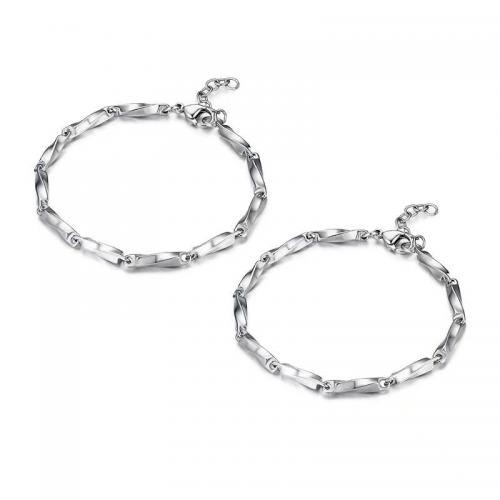 Couple Bracelet and Bangle, Brass, plated, Unisex & different styles for choice, silver color, Sold By PC