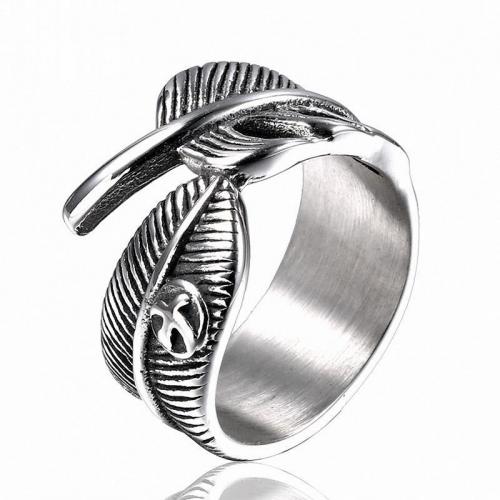 Titanium Steel Finger Ring Feather polished vintage & for man original color US Ring Sold By PC