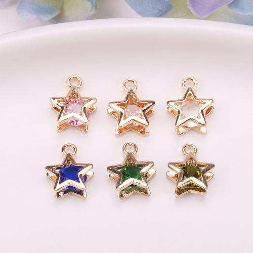Zinc Alloy Star Pendant gold color plated DIY & micro pave cubic zirconia Sold By PC