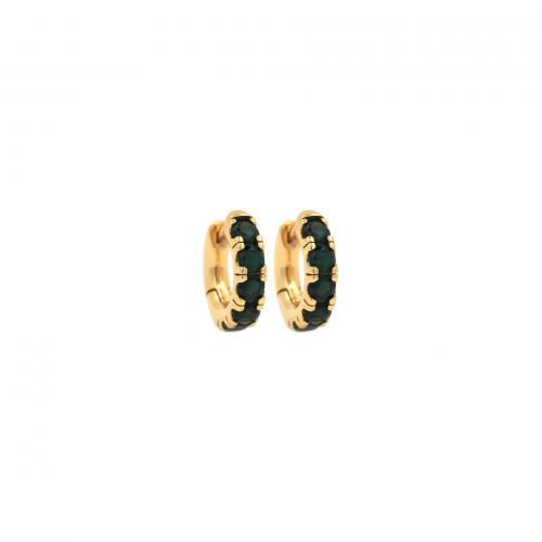 مكعب زركونيا مايكرو تمهيد حلق نحاس, النحاس, كعكة محلاة, 18K الذهب مطلي, مجوهرات الموضة & الصغرى تمهيد زركون & للمرأة, أخضر, النيكل والرصاص والكادميوم الحرة, 16x16.50x4.30mm, تباع بواسطة زوج