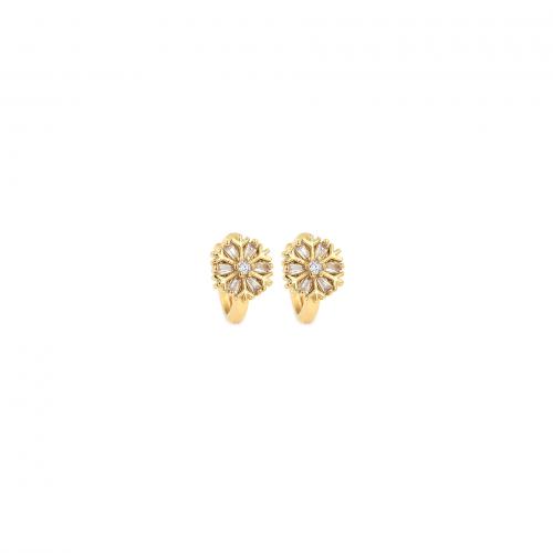 Cubic Zirconia Micro Pave Brass Earring, Flower, 18K gold plated, fashion jewelry & micro pave cubic zirconia & for woman, nickel, lead & cadmium free, 13x15x8.50mm, Sold By Pair