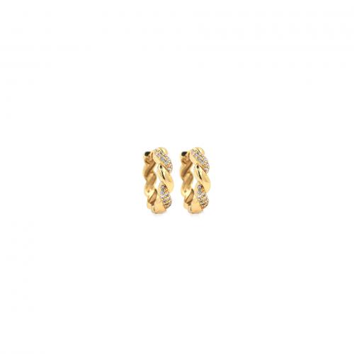 Cubic Zirconia Micro Pave Brass Earring, 18K gold plated, fashion jewelry & micro pave cubic zirconia & for woman, nickel, lead & cadmium free, 15.50x16.50x3.50mm, Sold By Pair