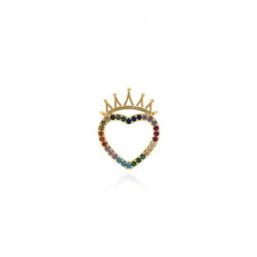 Cubic Zirconia Micro Pave Brass Pendant, Heart, 18K gold plated, fashion jewelry & DIY & micro pave cubic zirconia & hollow, mixed colors, nickel, lead & cadmium free, 21.50x16.50x2mm, Sold By PC