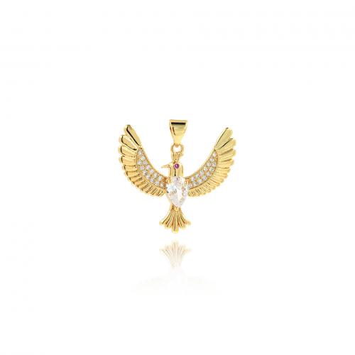 Cubic Zirconia Micro Pave Brass Pendant Bird 18K gold plated fashion jewelry & DIY & micro pave cubic zirconia nickel lead & cadmium free Sold By PC