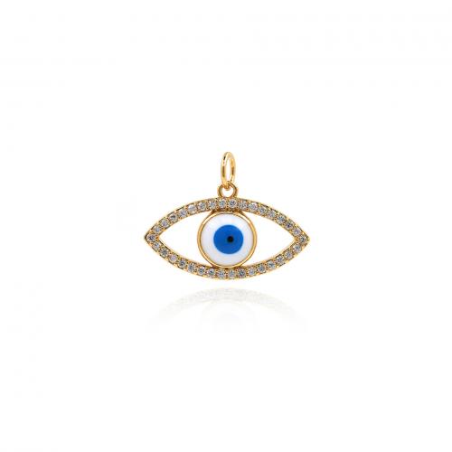 Evil Eye Pendants Brass 18K gold plated fashion jewelry & DIY & micro pave cubic zirconia & enamel & hollow mixed colors nickel lead & cadmium free Sold By PC