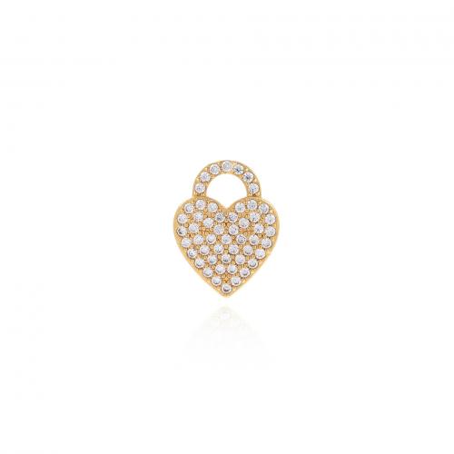 Cubic Zirconia Micro Pave Brass Pendant, Heart, 18K gold plated, fashion jewelry & DIY & micro pave cubic zirconia, nickel, lead & cadmium free, 19.50x25x3mm, Sold By PC