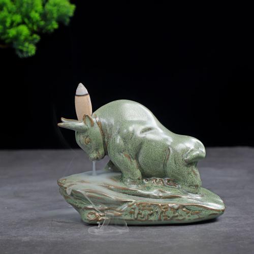 Backflow Incense Burner, Porcelain, half handmade, for home and office & durable, more colors for choice, 145x70x100mm, Sold By PC