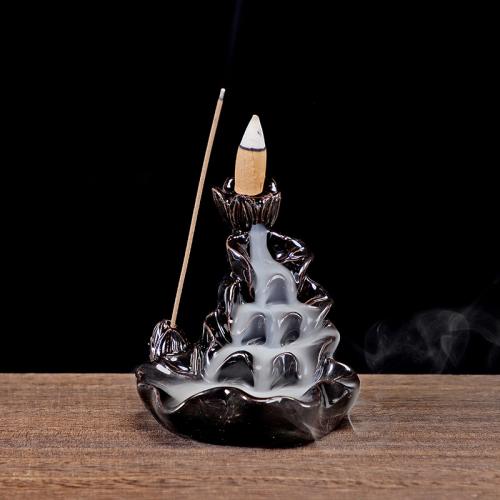 Backflow Incense Burner, Porcelain, handmade, for home and office & durable & multifunctional, more colors for choice, 88x95x100mm, Sold By PC