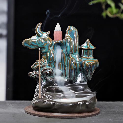 Backflow Incense Burner, Porcelain, handmade, for home and office & durable & multifunctional, more colors for choice, 120x65x130mm, Sold By PC