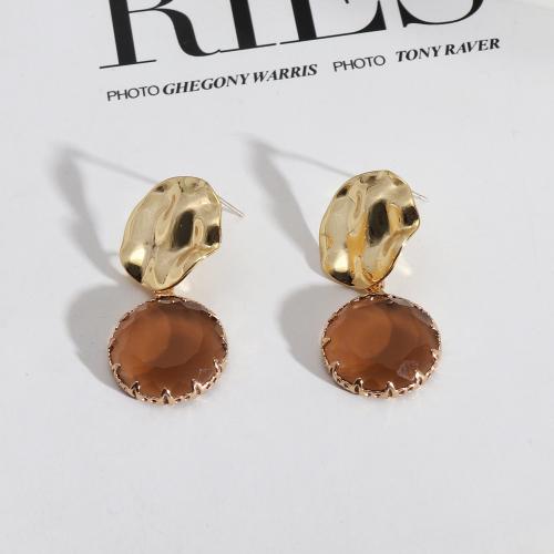 Brass Stud Earring with Glass real gold plated fashion jewelry & for woman nickel lead & cadmium free Sold By Pair