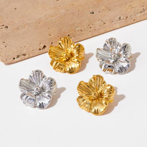 Stainless Steel Stud Earrings 304 Stainless Steel Flower Vacuum Ion Plating fashion jewelry & for woman 24mm Sold By Pair