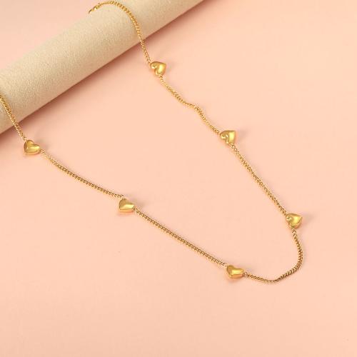 Stainless Steel Sweater Chain Necklace, 304 Stainless Steel, with 5cm extender chain, Heart, Vacuum Ion Plating, fashion jewelry & for woman, more colors for choice, 6.50x6mm, Sold Per Approx 40 cm Strand