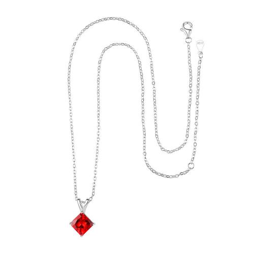 925 Sterling Silver Necklaces with Cubic Zirconia with 5cm extender chain Rhombus plated fashion jewelry & for woman Length Approx 40 cm Sold By PC