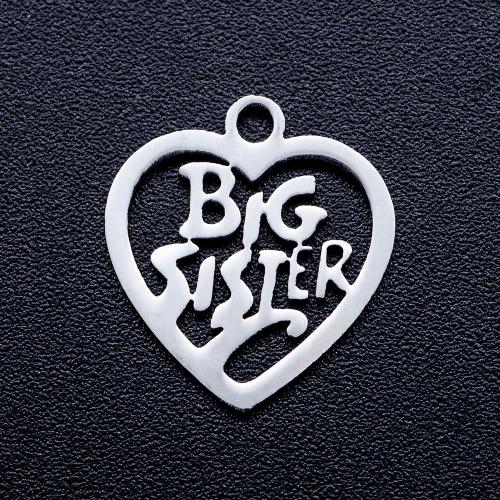 Titanium Steel Pendants Heart polished DIY & hollow original color Approx Sold By Bag