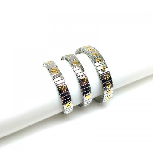 Titanium stål armbånd, forgyldt, elastisk & Unisex & forskellig størrelse for valg, flere farver til valg, Solgt af PC