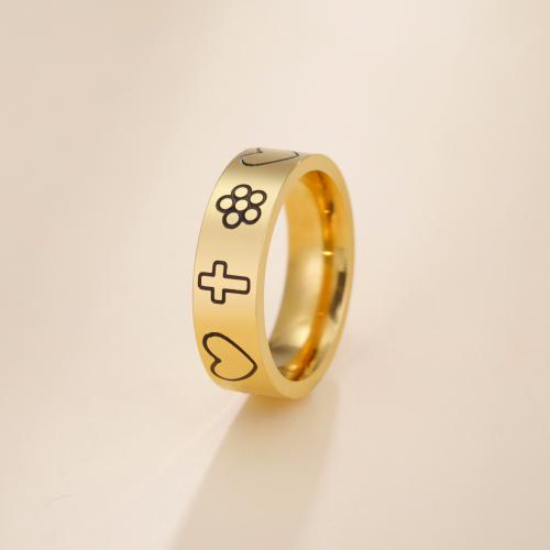Emajl nehrđajućeg Čelik Ring Finger, 304 nehrđajućeg čelika, pozlaćen, različite veličine za izbor & za žene, više boja za izbor, Prodano By PC
