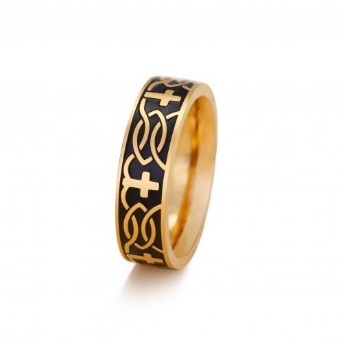 Titanium Čelik Finger Ring, pozlaćen, različite veličine za izbor & za žene & emajl, više boja za izbor, Prodano By PC