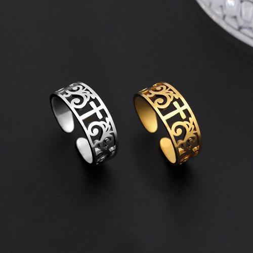 Titantium Steel δάχτυλο του δακτυλίου, Titanium Steel, επιχρυσωμένο, κοσμήματα μόδας & για τη γυναίκα & κοίλος, περισσότερα χρώματα για την επιλογή, inner diameter:17~20mm, Sold Με PC