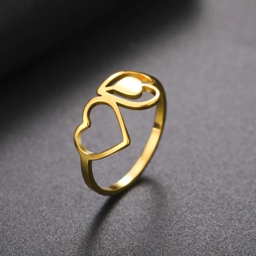 Stainless Steel Finger Ring 304 Stainless Steel Heart plated & for woman & hollow Sold By PC