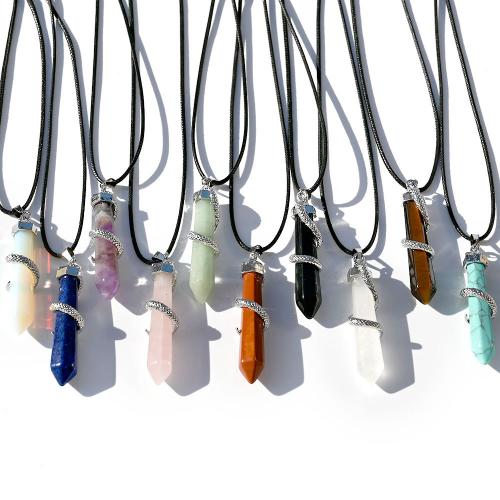 Gemstone Pendants Jewelry Natural Stone with Zinc Alloy Conical DIY Sold By PC