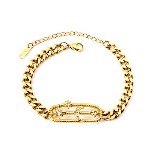 Stainless Steel Jewelry Bracelet, 304 Stainless Steel, gold color plated, fashion jewelry & Unisex & different styles for choice & with rhinestone, nickel, lead & cadmium free, Sold By PC