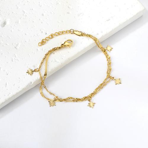 Stainless Steel Jewelry Bracelet 304 Stainless Steel with 3cm extender chain gold color plated Double Layer & fashion jewelry & for woman nickel lead & cadmium free Length Approx 18 cm Sold By PC