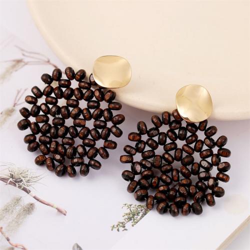 Zinc Alloy Stud Earring with Wood handmade fashion jewelry & for woman nickel lead & cadmium free Sold By Pair